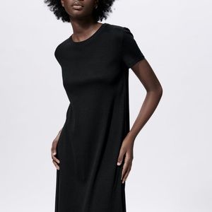 Zara Black Long Ribbed Dress